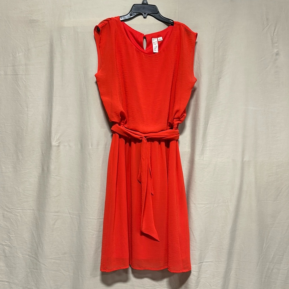 Emma & Michele Romper Dress Orange‎ Blouson Belted Tie Waist / Size M / Box 4-28